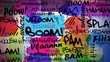Strip cartoon comics text colored bubbles cloud animation Strip cartoon comics text colored bubbles cloud animation