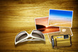 beach photos on desk