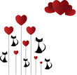 Black cat with hearts