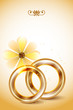 Wedding invitation, with gold wedding rings