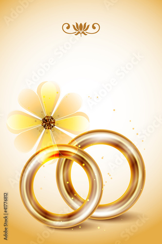 Vector: Wedding invitation, with gold wedding rings Wedding invitation, with gold wedding rings