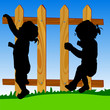 wooden fence with baby silhouette