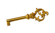 Closeup image of antique key on white background