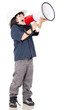 Boy screaming nd wearing helmet