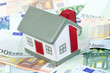 toy house for euro banknotes as a background