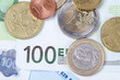 Various Euro currency bills and coins
