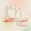 Teapot and cup of hibiscus tea