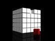 One individuality red cube on dark backround