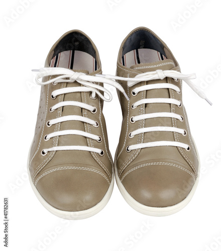 Photo: Pair of shoes on a white background Pair of shoes on a white background
