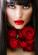 Beautiful Fashion Girl with Roses