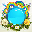Blue background with roses and butterflies Blue background with roses and butterflies