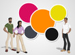 Colorful template for advertising brochure with black people Colorful template for advertising brochure with black people