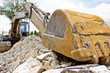 excavator loader machine during works outdoors at construction