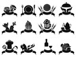 black food banner icons set