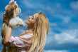 beautiful smiling young woman with small dog
