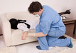 Forensic expert collecting evidence