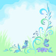 background with flowers and butterflies