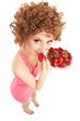 Fun woman with strawberry on the white background Fun woman with strawberry on the white background