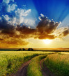dramatic sunset over rural road dramatic sunset over rural road