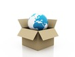 Global Shipping, world in shipping box