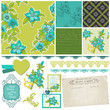 Scrapbook Design Elements - Blue Flowers in vector