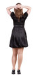 back view of standing beautiful   woman.