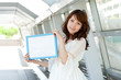 Beautiful young woman with message board. Portrait of asian. Beautiful young woman with message board. Portrait of asian.