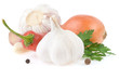 garlic and vegetables with food spices garlic and vegetables with food spices