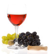 wine in glass and grape fruit wine in glass and grape fruit
