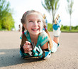 Little girl in roller skates