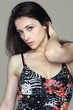 Glamour portrait of sexy woman in dress on grey background Glamour portrait of sexy woman in dress on grey background