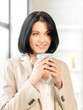 lovely businesswoman with mug