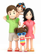 3d render of a family in swim wear