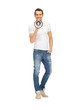 handsome man with megaphone