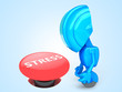 Sad robot with stress button