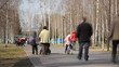 Time-Lapse of Peoples walking in a city park