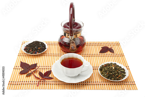 Photo: A cup of tea and tea leaves. A cup of tea and tea leaves.