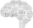 Illustration: brain tag cloud pictogram brain tag cloud pictogram