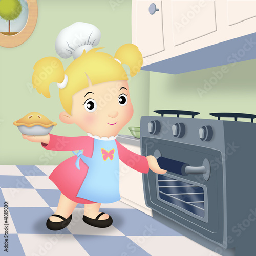 Illustration: Girl Baking Girl Baking