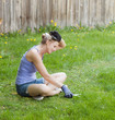 mowing the lawn