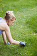 mowing the lawn