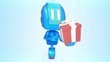 Blue robot with present