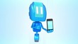 Blue robot with phone