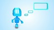 Blue robot with blank message box