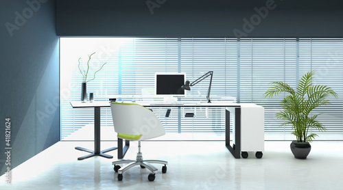 Illustration: Modern Living Room Interior / Home Office Modern Living Room Interior / Home Office