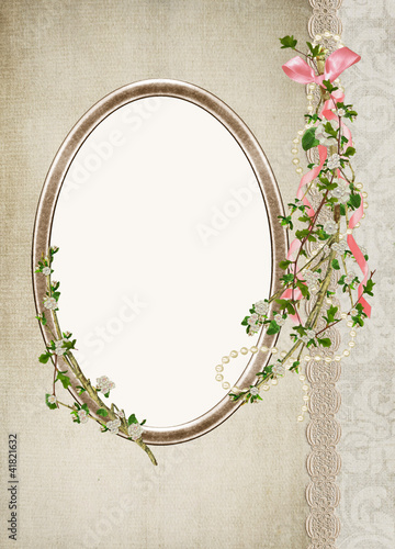 Illustration: Oval Frame with bouquet Oval Frame with bouquet