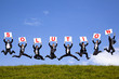 Photo: happy businessman holding solution text happy businessman holding solution text