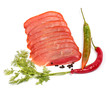 Smoked meat slices and spices