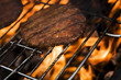 Burgers on grill in fire!