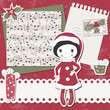 Vector Christmas and New Year scrapbook card with cute girl Vector Christmas and New Year scrapbook card with cute girl